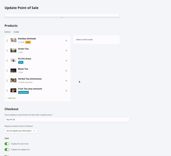 BTCPay Server POS Item Editor